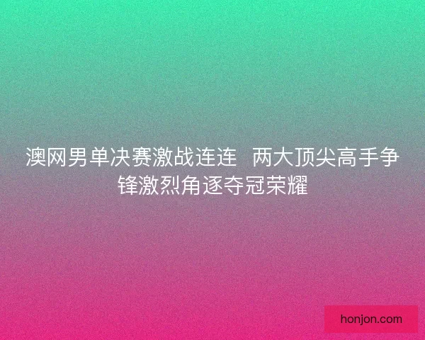 澳网男单决赛激战连连  两大顶尖高手争锋激烈角逐夺冠荣耀