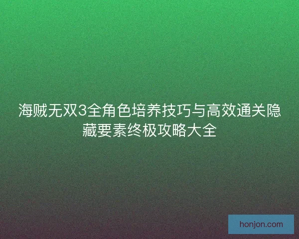 海贼无双3全角色培养技巧与高效通关隐藏要素终极攻略大全