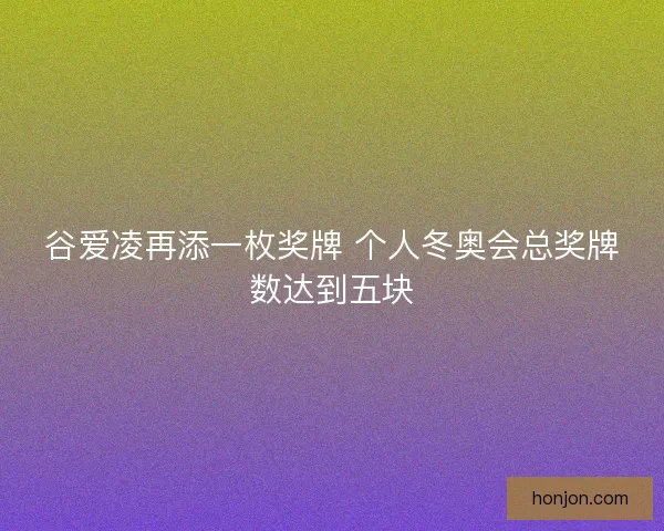 谷爱凌再添一枚奖牌 个人冬奥会总奖牌数达到五块